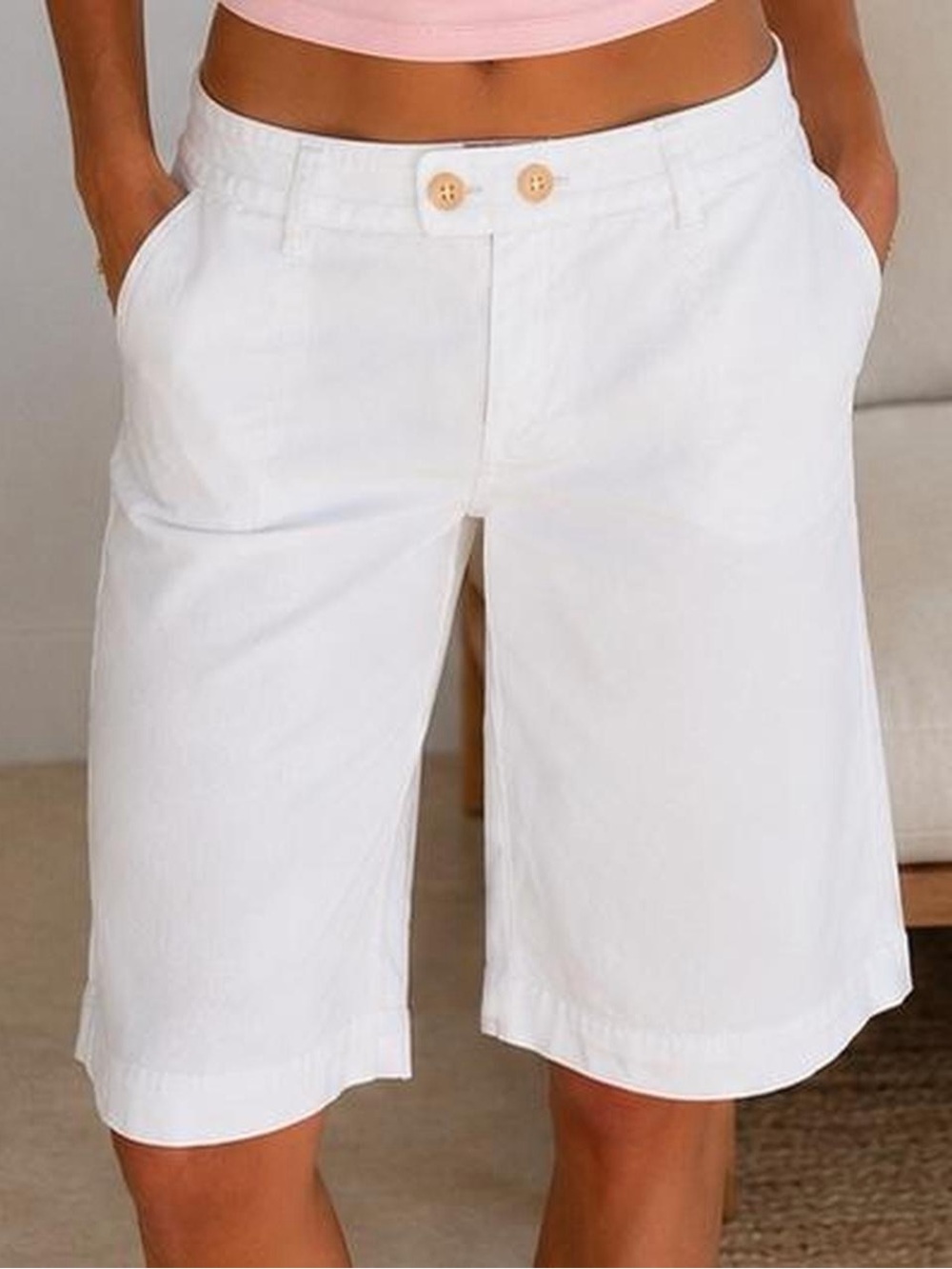Vintage Juicy Couture White Cotton Twill Bermuda Shorts NWT Size 10 Y2K
